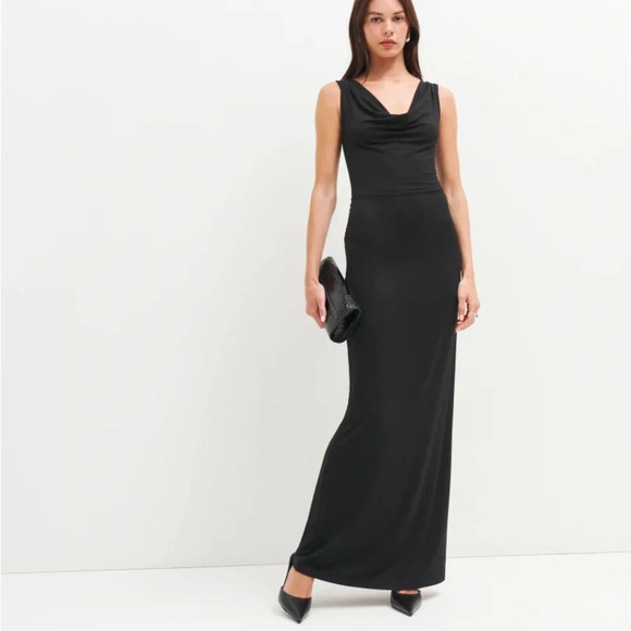 Reformation Dresses & Skirts - Reformation Raewyn Knit Black Dress Cowl Neck Sleeveless